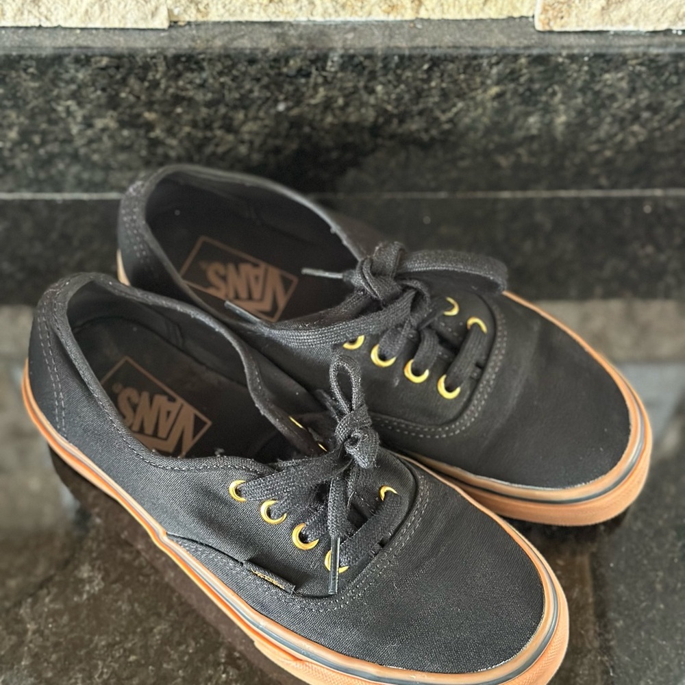Brown Bottom Black Vans sneakers 
Like new! Great condition! - Picture 2 of 7